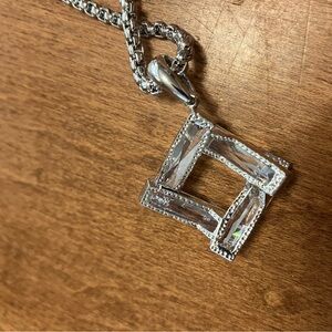 Silver Chain Necklace with Clear Pendant